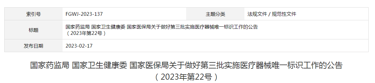二类医疗器械唯一标识实施品种出台，共计103种！(图1)